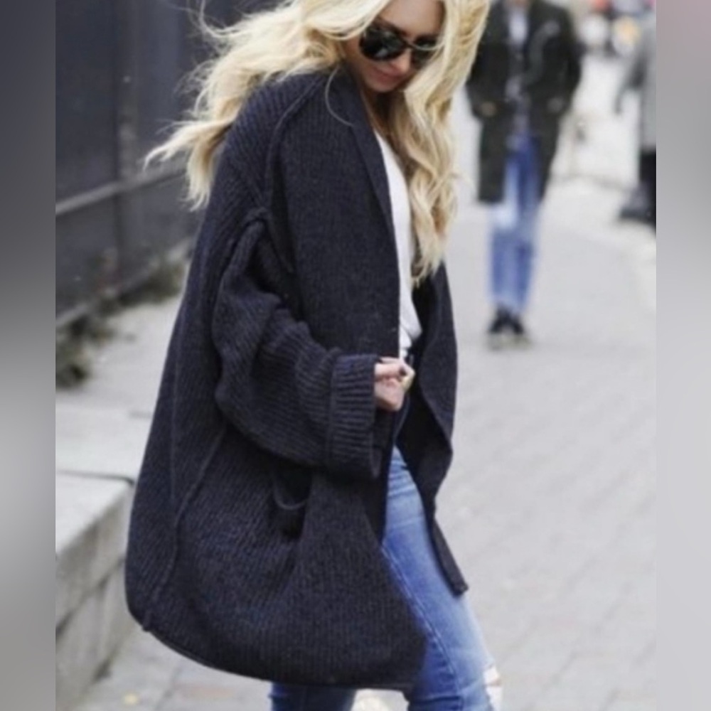 Free People Black Oversized Cardigan